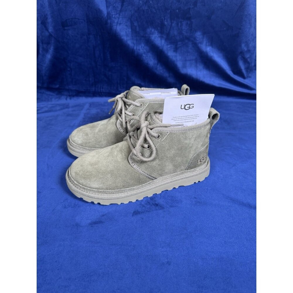 UGG Neumel  Women's Suede Fur Chukka BOOTS Chestnut Green -Burnt Olive Sz 7 0400